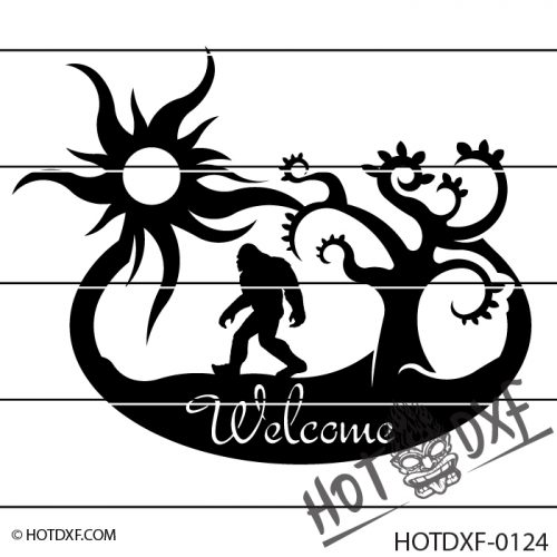 HOTDXF-0124 - BIG FOOT SASQUATCH WELCOME SIGN DXF