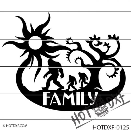 HOTDXF-0125 - BIG FOOT SASQUATCH FAMILY SIGN DXF