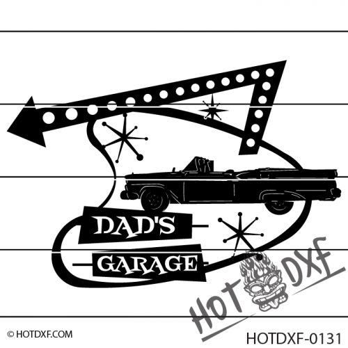 HOTDXF-0131 DADS GARAGE SHOP SIGN FORD FAIRLANE 500 CLASSIC CAR CONVERTIBLE
