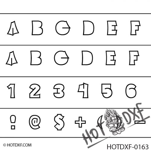 HOTDXF-0163 - ELECTRIC PICKLE FONT TYPE LETTERS SYMBOLS AND NUMBERS FOR SIGNS AND DESIGNS