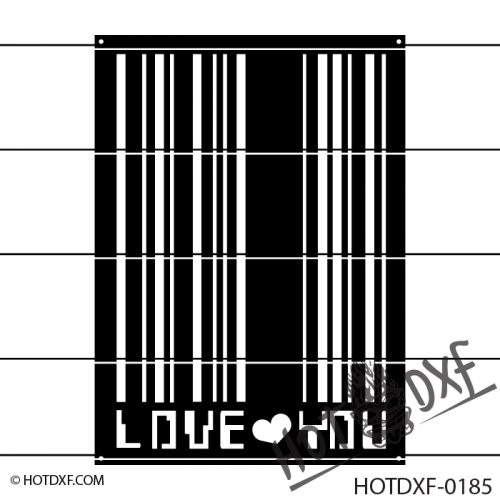 HOTDXF-0185 - LOVE YOU HEART BARCODE DESIGN WALL LOVER SIGN
