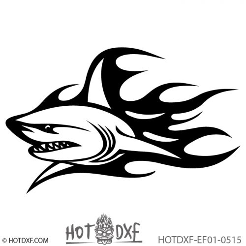 HOTDXF-EF01-0515 - Shark with Flames Design